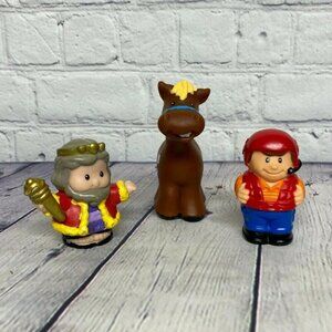 Little People Toy Figures Lot of 3 Early 2000s Horse King Rescuer Aid - Lot #1